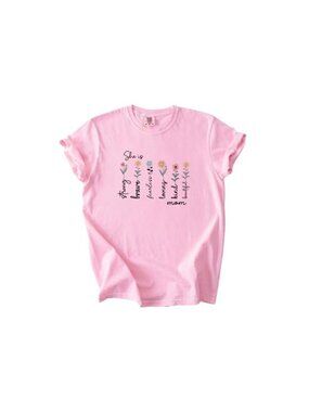 Mom Graphic T-Shirt for Women, She is Strong Brave Fearless Loving Beautiful